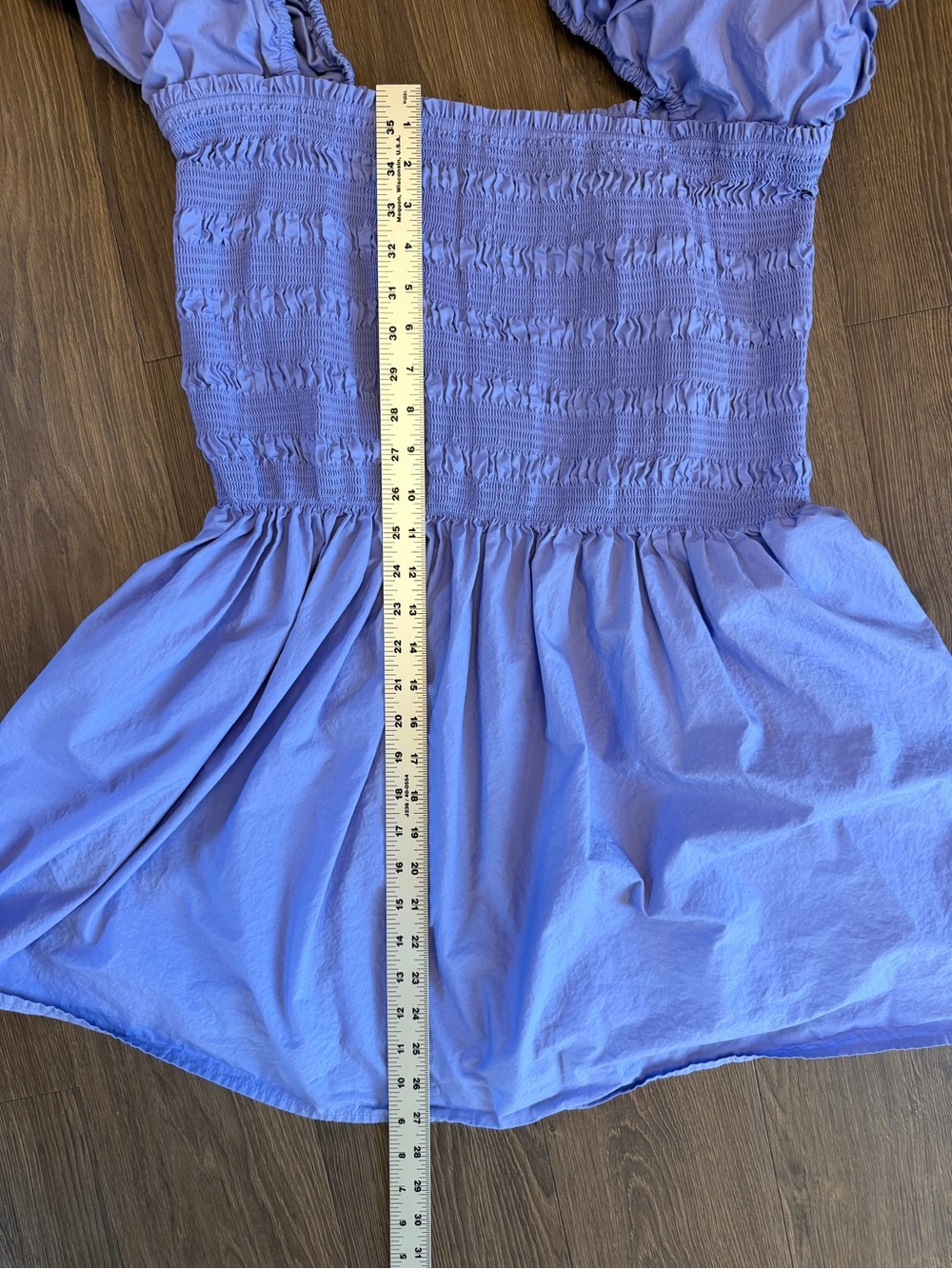 Scoop Purple Smocked Puff Sleeve Mini Dress XL 16-18 Cotton Square Neck - Picture 12 of 13